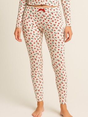 For Love & Lemons Floral Ribbed Pointelle Elastic Waist Lounge Pants Sz. XS